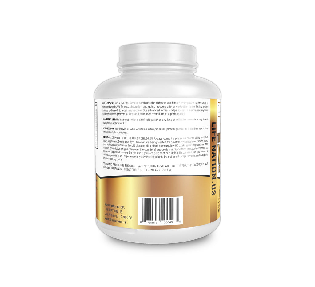 LifeNation.us Gold Whey Protein Isolate - Vanilla Cream 2lb