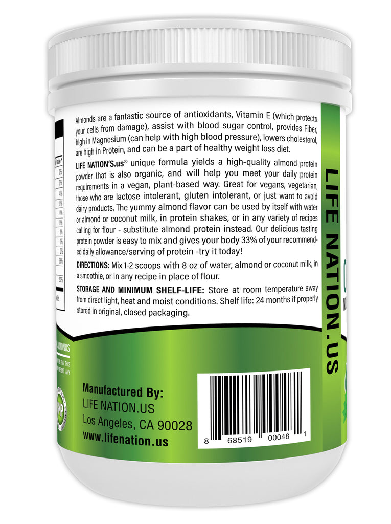 LifeNation.us Organic Vegan Almond Chocolate Protein Powder